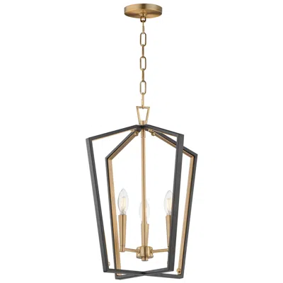 Maxim Melrose 16" Wide Black/natural Aged Brass 3-light Pendant