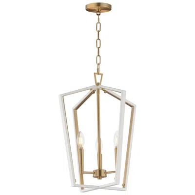 Maxim Melrose 16" Wide White/natural Aged Brass 3-light Pendant