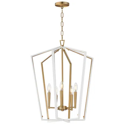 Maxim Melrose 22" Wide White/natural Aged Brass 5-light Pendant