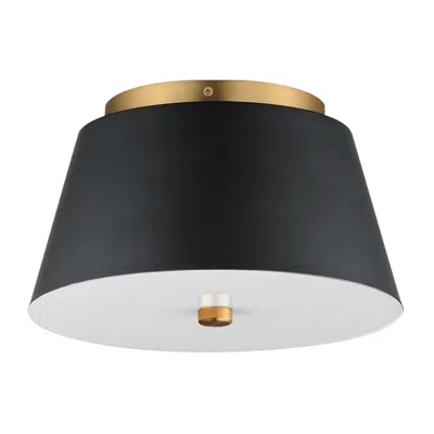 Maxim Miles 11" Black/natural Aged Brass Led Flush Mount