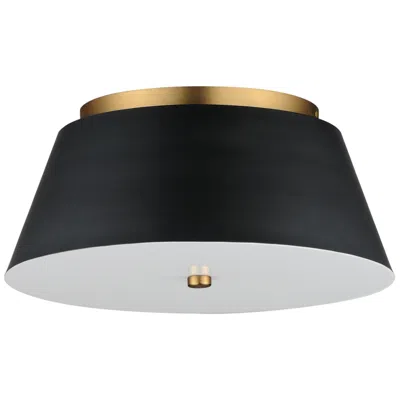 Maxim Miles 16" Black/natural Aged Brass Led Flush Mount