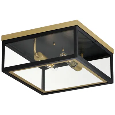 Maxim Neoclass 13" Wide Black And Gold 2-light Outdoor Ceiling Light