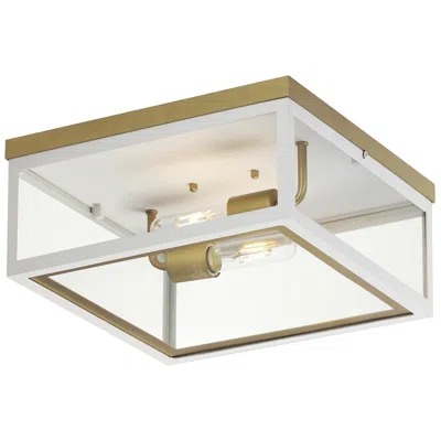 Maxim Neoclass 13" Wide White And Gold 2-light Outdoor Ceiling Light
