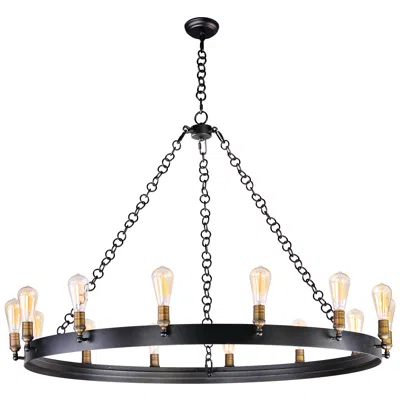 Maxim Noble 50" Wide Black 14-light Wagon Wheel Chandelier