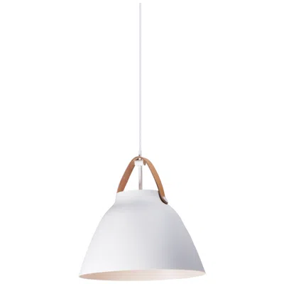 Maxim Nordic 14.25" Wide Tan Leather And White Modern Pendant Light