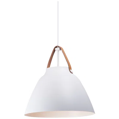 Maxim Nordic 19" Wide Tan Leather White Metal Modern Pendant Light