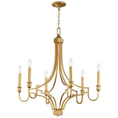 Maxim Normandy 29" Wide Gold Leaf 6-light Chandelier