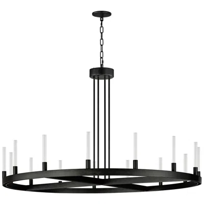 Maxim Ovation 47" Wide Black 15-light Modern Led Ring Chandelier