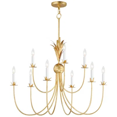 Maxim Paloma 36" Wide Gold Leaf 9-light Candelabra Chandelier