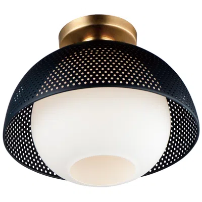 Maxim Perf 14 1/4" Wide Black And Satin Brass Ceiling Light
