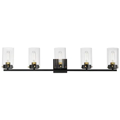 Maxim Pinn 5-light Bath Vanity - Black / Satin Brass