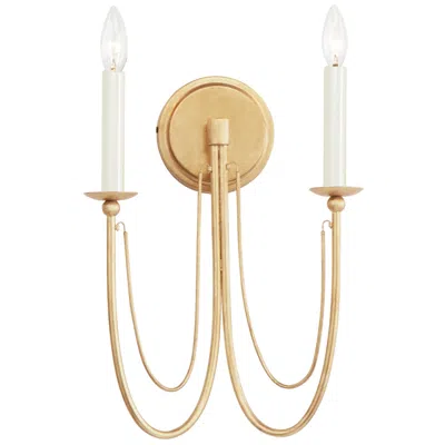 Maxim Plumette 16" High 2-light Gold Leaf Candelabra Wall Light Sconce