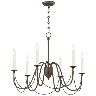 Maxim Plumette 28" Wide Chestnut Bronze 6-light Chandelier
