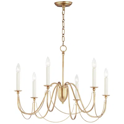 Maxim Plumette 28" Wide Gold Leaf 6-light Chandelier