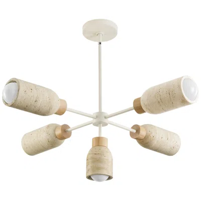 Maxim Pompeii 36 1/2" Wide Travertine/oyster 5-light Pendant