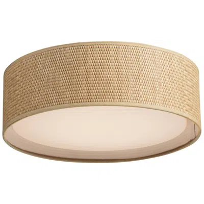 Maxim Prime 16" Wide Coastal Modern Grass Cloth Drum Led Ceiling Light