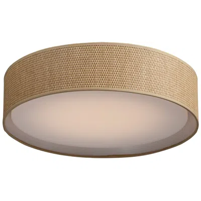 Maxim Prime 20" Wide Grass Cloth Led Drum Ceiling Light In Brown