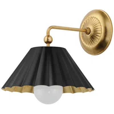 Maxim Primrose 11" High Gold Leaf And Black Wall Sconce