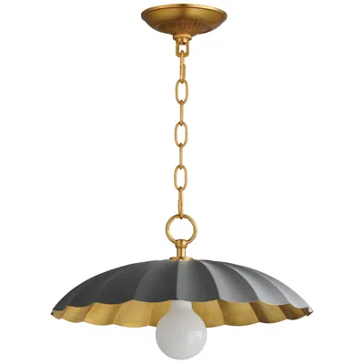 Maxim Primrose 16"w Dark Gray And Gold Leaf Pendant Light