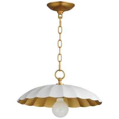 Maxim Primrose 16"w Matte White And Gold Leaf Pendant Light
