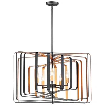 Maxim Radial 30" Wide Black Gold 5-light Modern Pendant Light