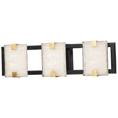 Maxim Radiant 20 1/2" Wide Black And Gold Leaf 3-light Bath Light