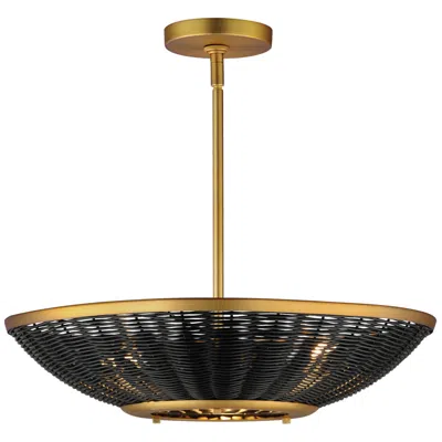 Maxim Rattan 20" 3-light Pendant - Natural Aged Brass