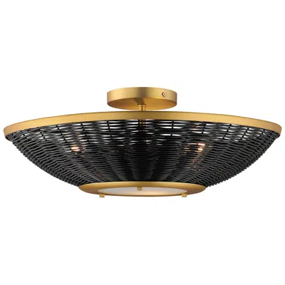 Maxim Rattan 20" Wall Sconce/semi Flush Mount Natural Aged Brass