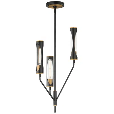 Maxim Regent 14" Wide Black/antique Brass 3-light Pendant