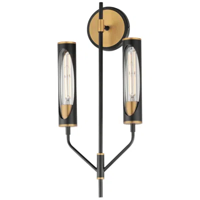 Maxim Regent 22 1/2" High Black/brass 2-light Wall Sconce