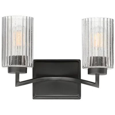 Maxim Rigata 13 3/4" Wide Blakc 2-light Wall Sconce