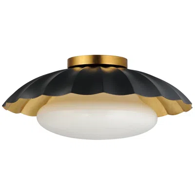 Maxim Rogue 16" Wide Black And Gold Leaf Ceiling Light
