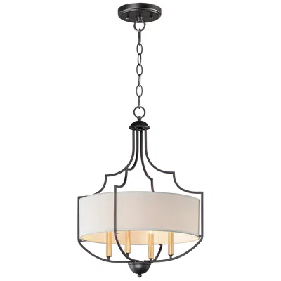 Maxim Savant 20 1/4" Wide 4-light Bronze And Linen Shade Chandelier
