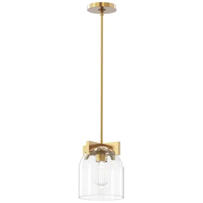 Maxim Scoop 8" Wide Clear/natural Aged Brass 1-light Pendant/flush Mou