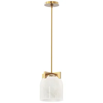 Maxim Scoop 8" Wide Marble/natural Aged Brass 1-light Pendant/flush Mo
