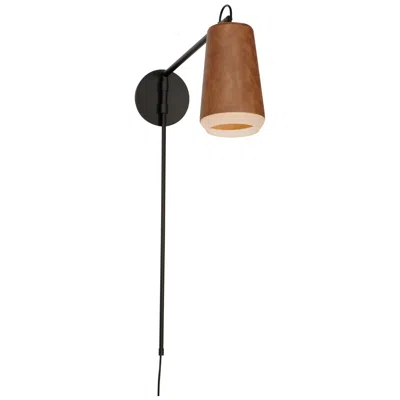 Maxim Scout 1-light Swing Arm Led Sconce - Weathered Wood/tan Leather