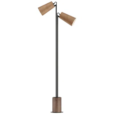 Maxim Scout Black And Leather 2-light Led Floor Lamp In Multi