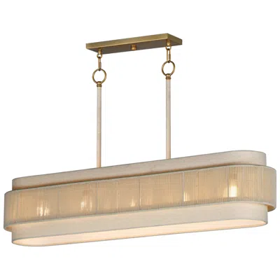 Maxim Seacliff 42"w Natural Aged Brass 5-light Linear Chandelier