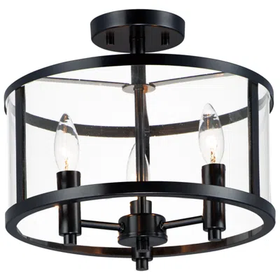 Maxim Sentinel 13 1/4" Wide Black 3-light Ceiling Light