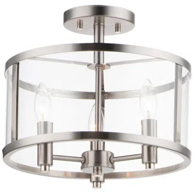 Maxim Sentinel 13 1/4"w Satin Nickel 3-light Ceiling Light