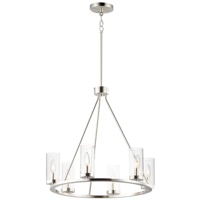 Maxim Sentinel 24" Wide Glass And Satin Nickel 6-light Ring Chandelier