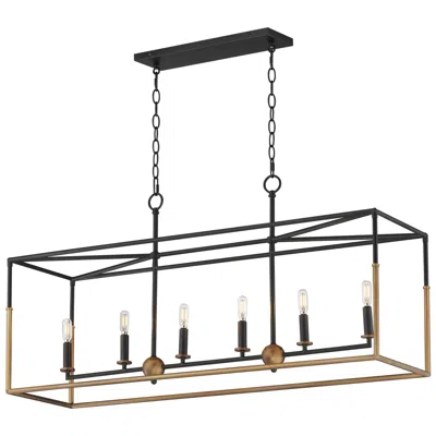 Maxim Soho 42" Black/weathered Brass 6-light Linear Pendant