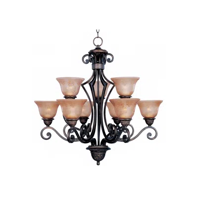 Maxim Symphony 32" Wide Two-tier 9-light Scroll Bronze Chandelier