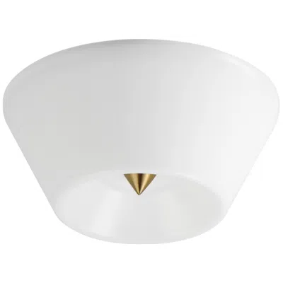 Maxim Tack 10" Wide Natural Aged Brass Led Flush Mount