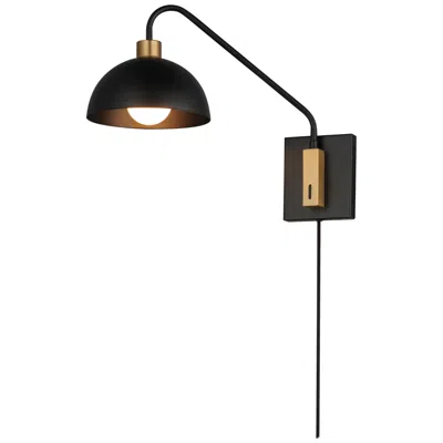 Maxim Thelonious 15" High Black/natural Aged Brass 1-light Wall Sconce