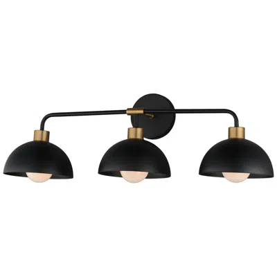 Maxim Thelonious 30 3/4"w Black And Brass 3-light Bath Light