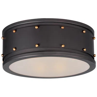 Maxim Trestle 2-light 13" Wide Oil Rubbed Bronze/antique Brass Flush Mount L