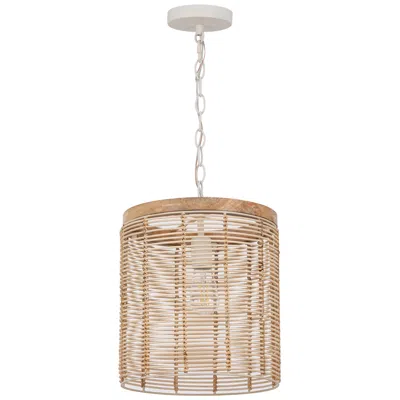 Maxim Vannerie 12" Wide Ecru And Natural Rattan Mini Pendant