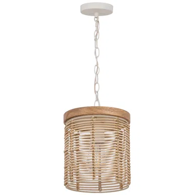 Maxim Vannerie 7" Wide Ecru Mini Pendant