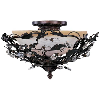 Maxim Vine And Crystal Droplets 16 1/2" Wide Ceiling Light Fixture